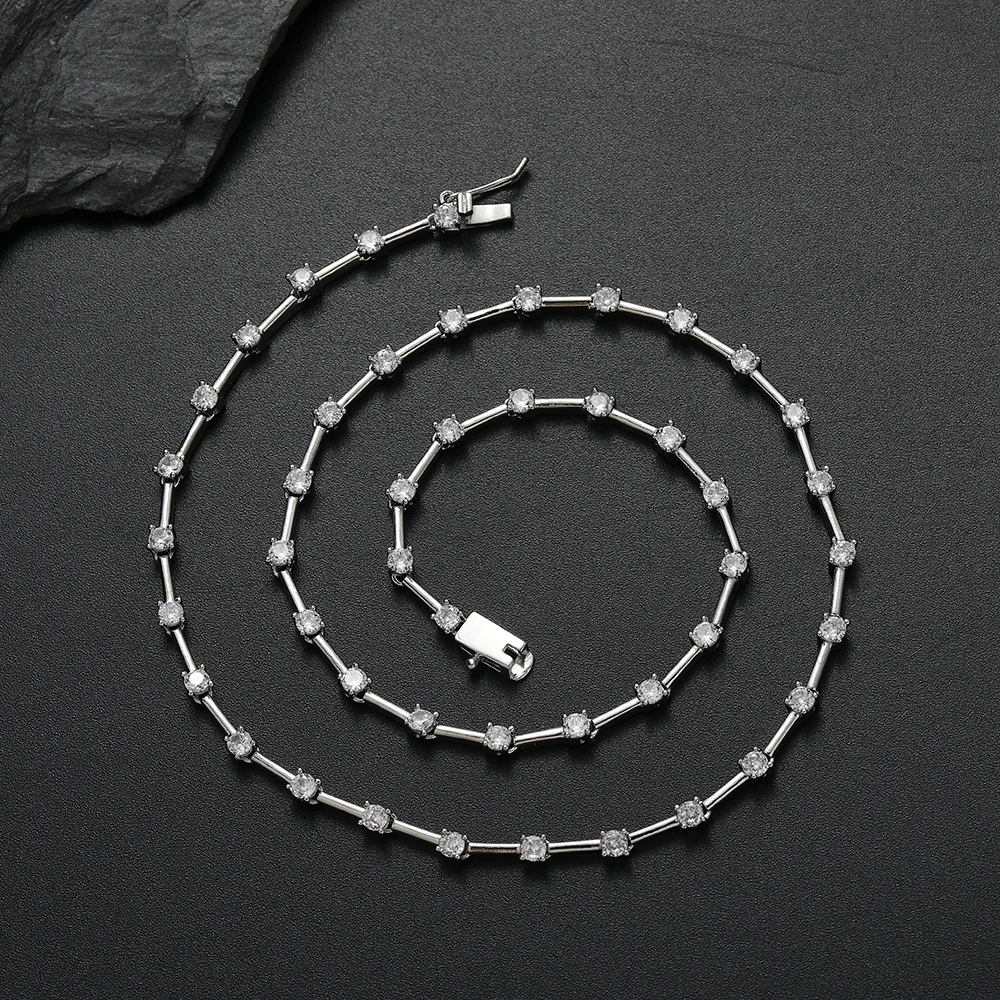 EYIKA Fashion Simple Round Zircon Link Chain Necklace Silver Color Bamboo Chain Choker for Men Women Couple Hiphop Jewelry
EYIKA Fashion Simple Round Zircon Link Chain Necklace Silver Color Bamboo Chain Choker for Men Women Couple Hiphop Jewelry