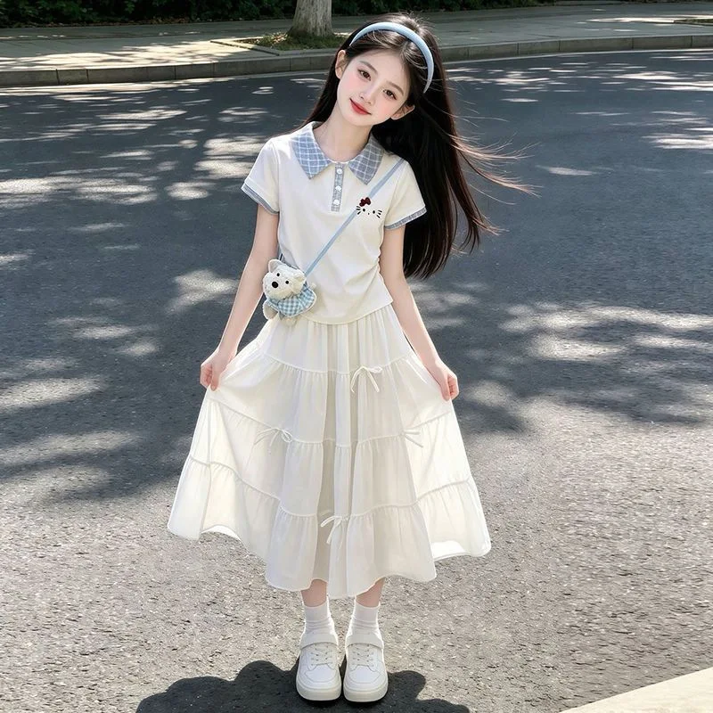 Girls Summer Polo Shirt Bow Skirt Two Piece Set Trendy Short Sleeve Casual Fashion Outfit For Middle And Older Kids Teen Girls
Girls Summer Polo Shirt Bow Skirt Two Piece Set Trendy Short Sleeve Casual Fashion Outfit For Middle And Older Kids Teen Girls