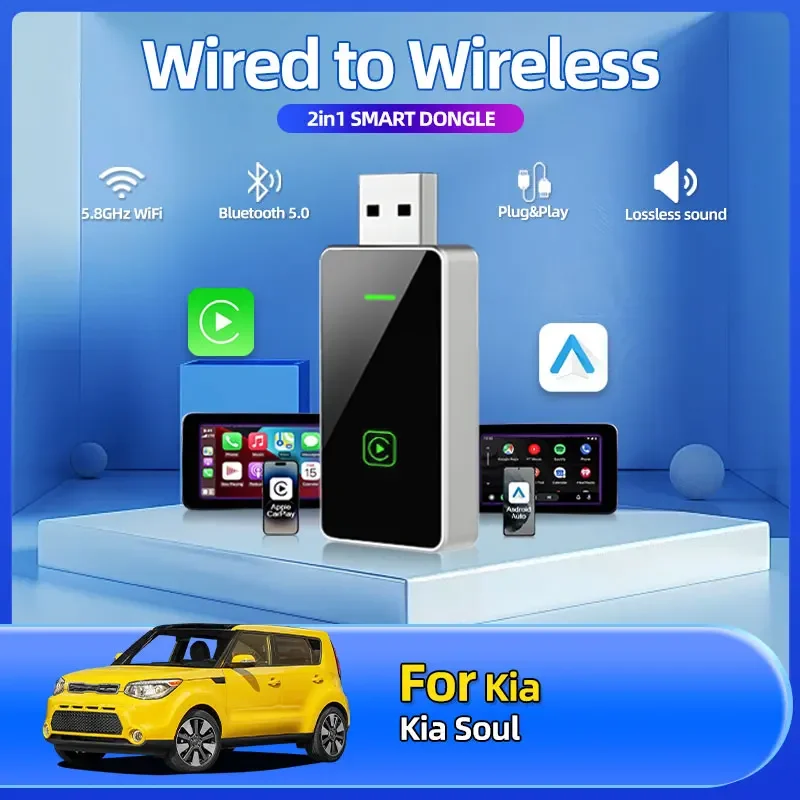 1pcs 2025 New Car Styling 2in1 Wired To Wireless Car Play Adapter OEM Car Stereo With USB Plug And Play Accessories For Kia Soul
1pcs 2025 New Car Styling 2in1 Wired To Wireless Car Play Adapter OEM Car Stereo With USB Plug And Play Accessories For Kia Soul