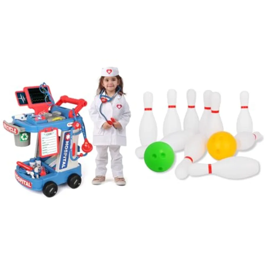 Doctor play set and toddler bowling set for 2-4 year old boys and girls, plastic and wood materials, multicolor, educational an
Doctor play set and toddler bowling set for 2-4 year old boys and girls, plastic and wood materials, multicolor, educational an