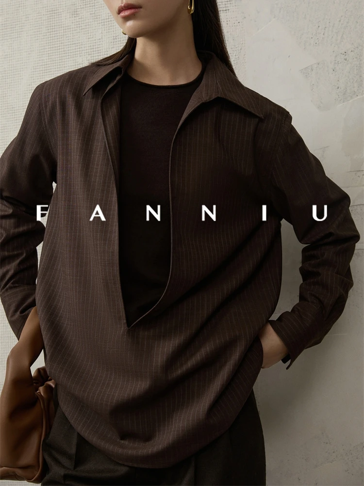 FANNIU Осенне-зимняя свободная шерстяная водолазка с V-образным вырезом и длинными рукавами, в полоску, из высококачественного трикотажа, для многослойных образов, женская модная одежда
FANNIU Осенне-зимняя свободная шерстяная водолазка с V-образным вырезом и длинными рукавами, в полоску, из высококачественного трикотажа, для многослойных образов, женская модная одежда