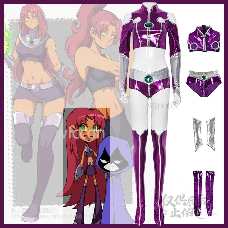 Anime Star Fire Koriand'r Cosplay Costume Sexy Purple Full Set Handsome Women For Comic Con Party Performance Costume Customized
Anime Star Fire Koriand'r Cosplay Costume Sexy Purple Full Set Handsome Women For Comic Con Party Performance Costume Customized