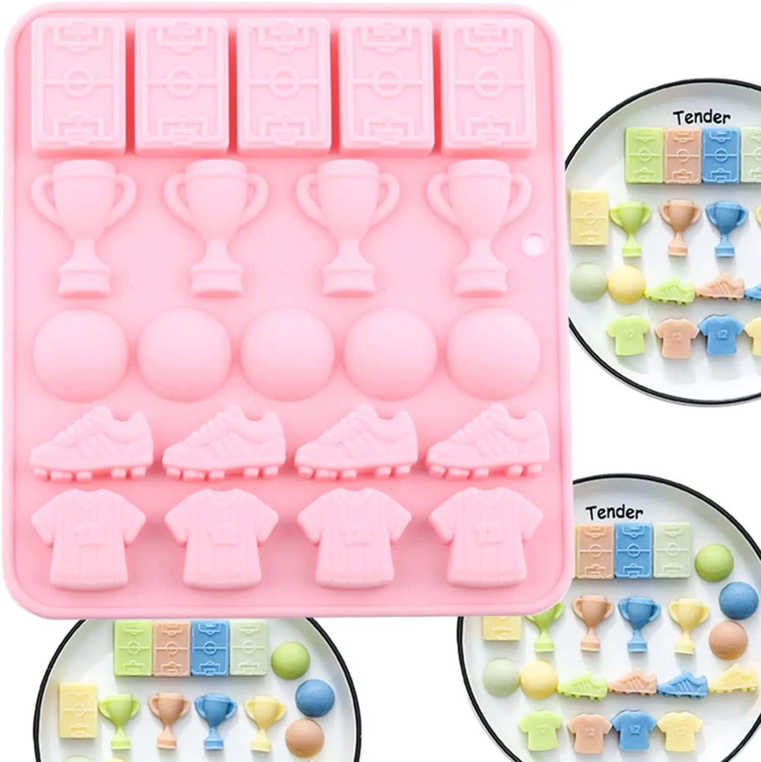 Football Silicone Molds 22 Cavity Soccer Sports Theme Silicone Candy Chocolate Molds Trophy Cup Ball Jersey Shaped Baking Mold
Football Silicone Molds 22 Cavity Soccer Sports Theme Silicone Candy Chocolate Molds Trophy Cup Ball Jersey Shaped Baking Mold