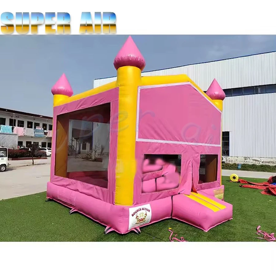 Commercial pink and yellow inflatable bounce house for kid's backyard fun
Commercial pink and yellow inflatable bounce house for kid's backyard fun