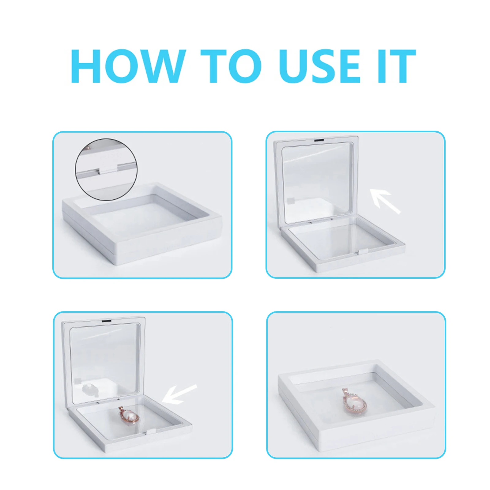 2 Pcs Jewelry Display Box Clear Elastic Film 3D Floating Effect Waterproof Collectibles Holder for Medals Stamps
2 Pcs Jewelry Display Box Clear Elastic Film 3D Floating Effect Waterproof Collectibles Holder for Medals Stamps