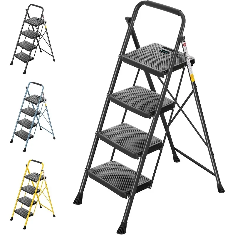 4 Step Ladder, Heavy Duty Foldable Step Stool, Portable Steel Folding Stool for Household Garage Storage (Black)
4 Step Ladder, Heavy Duty Foldable Step Stool, Portable Steel Folding Stool for Household Garage Storage (Black)