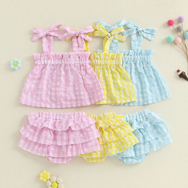 Toddler Girls Outfit Set Girl Clothes Suit Plaid Tie-Up Straps Sleeveless Tank Tops Elastic Waist Shorts Baby Clothing Sets
Toddler Girls Outfit Set Girl Clothes Suit Plaid Tie-Up Straps Sleeveless Tank Tops Elastic Waist Shorts Baby Clothing Sets