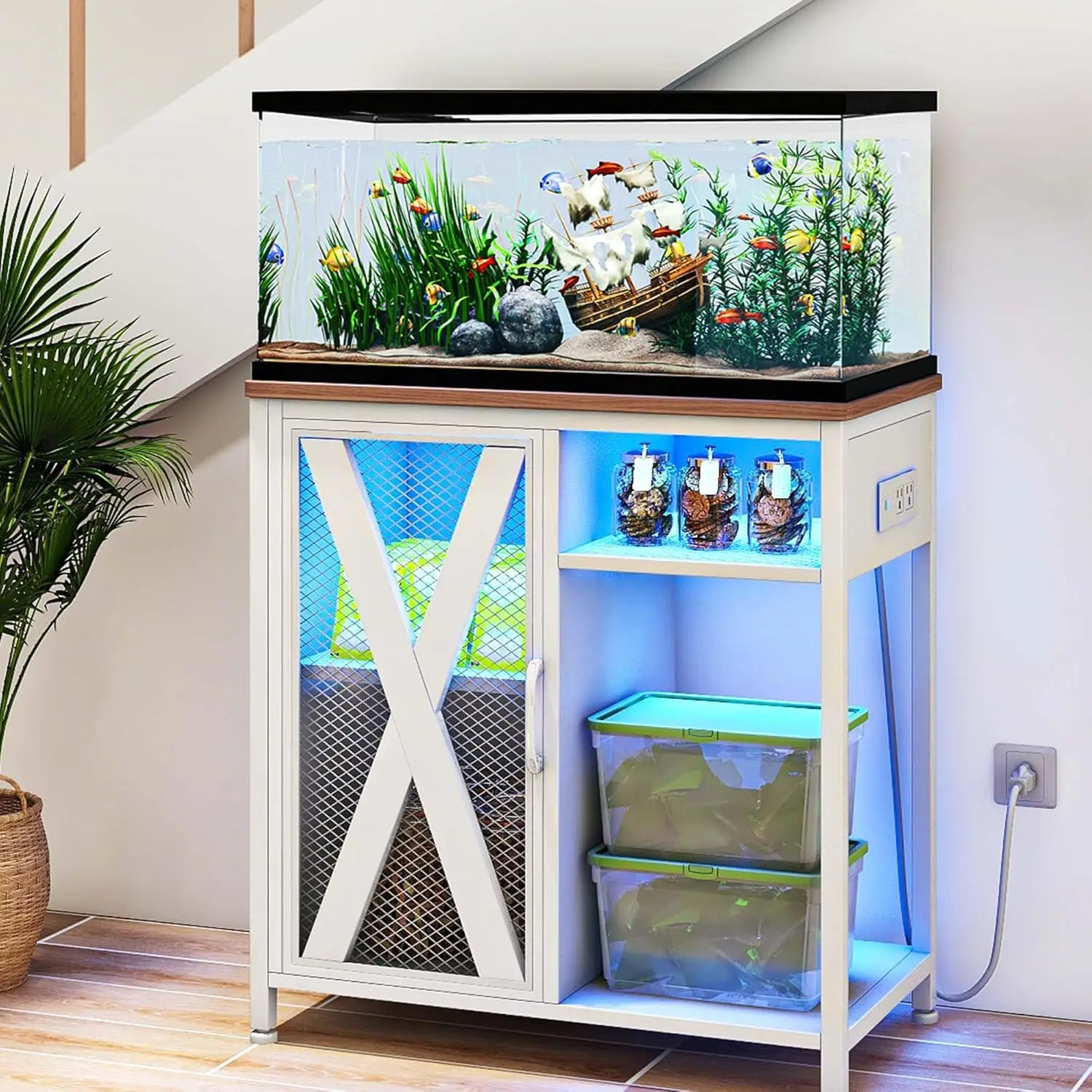 20-29 Gallon Aquarium Stand with Power Outlets & LED Light, Cabinet for Fish Tank Accessories Storage
20-29 Gallon Aquarium Stand with Power Outlets & LED Light, Cabinet for Fish Tank Accessories Storage