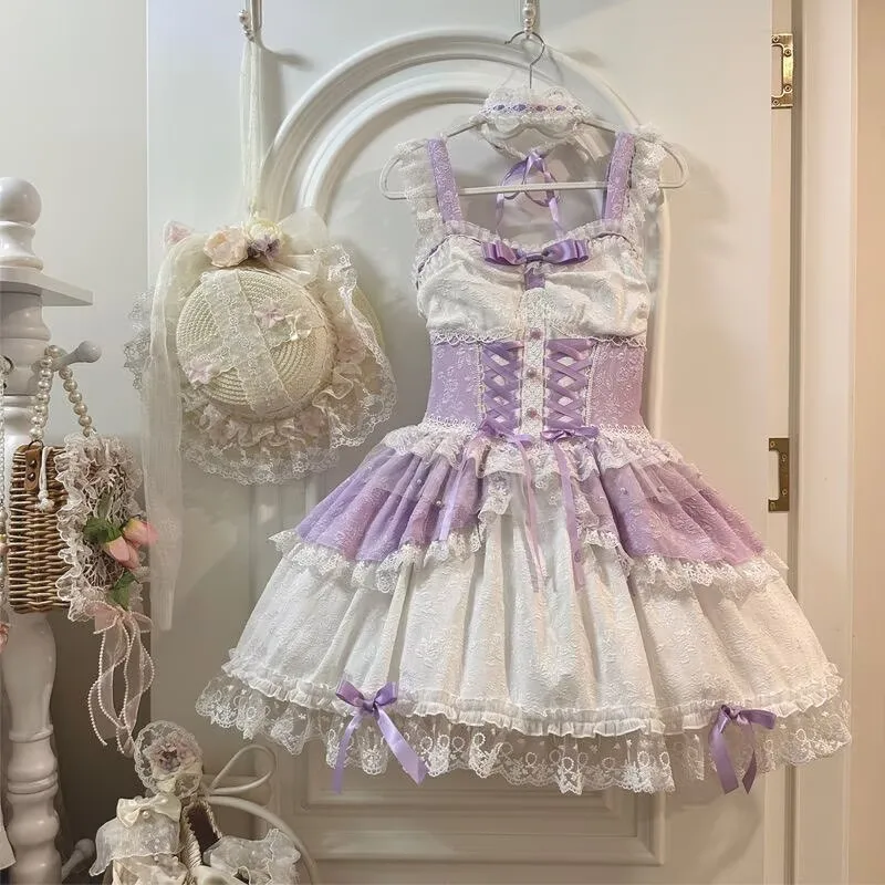Japanese Sweet Lolita JSK Dress Women Lace Ruffles Bandage Princess Strap Dress Kawaii Y2K Aesthetic Elegant Corset Mini Dress
Japanese Sweet Lolita JSK Dress Women Lace Ruffles Bandage Princess Strap Dress Kawaii Y2K Aesthetic Elegant Corset Mini Dress