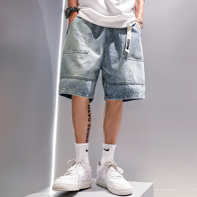 Men's Summer Elastic Waist Denim Shorts Outerwear Fashion Hip Hop Loose Workwear Five Points Knee Length Jeans Shorts
Men's Summer Elastic Waist Denim Shorts Outerwear Fashion Hip Hop Loose Workwear Five Points Knee Length Jeans Shorts
