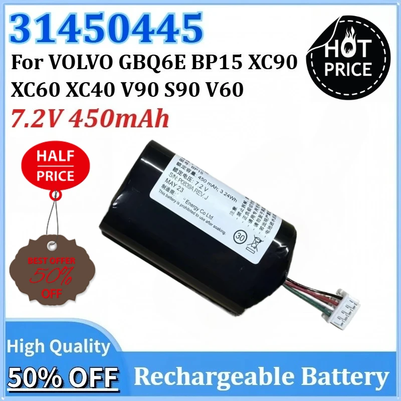 Новый сменный аккумулятор для шлюза VCM 7,2 В 450 мАч 31450445 для перезаряжаемой батареи VOLVO GBQ6E BP15 XC40 V90 S90 V60 XC90 XC60
Новый сменный аккумулятор для шлюза VCM 7,2 В 450 мАч 31450445 для перезаряжаемой батареи VOLVO GBQ6E BP15 XC40 V90 S90 V60 XC90 XC60