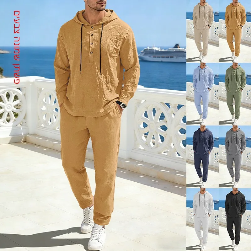 Men's Linen Hooded Drawstring Long Sleeve Long Pants Set New Arrival TK Men's Pure Color Hat Set Spring Season Casual Wear
Men's Linen Hooded Drawstring Long Sleeve Long Pants Set New Arrival TK Men's Pure Color Hat Set Spring Season Casual Wear