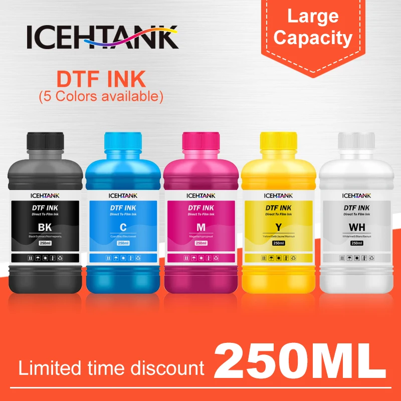 250ML/Bottle Direct To Film Transfer Ink DTF Ink For Epson DX5 DX7 4720 XP600 Printhead L1800 1390 L805 L3200 DTF Printer ink
250ML/Bottle Direct To Film Transfer Ink DTF Ink For Epson DX5 DX7 4720 XP600 Printhead L1800 1390 L805 L3200 DTF Printer ink