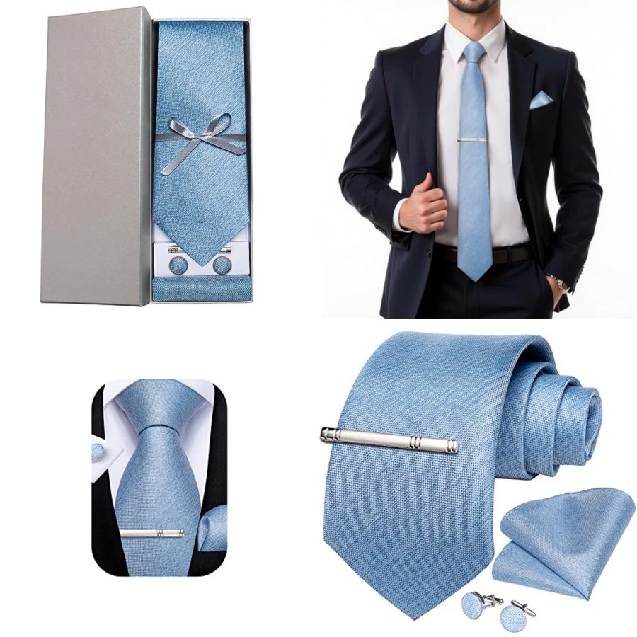 Mens Silk Necktie Solid Color Tie and Pocket Square Cufflink Tie Clip Set Woven Plain Ties for Men Wedding Party,05 Light Blue
Mens Silk Necktie Solid Color Tie and Pocket Square Cufflink Tie Clip Set Woven Plain Ties for Men Wedding Party,05 Light Blue