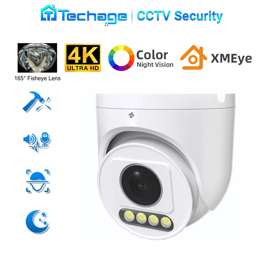 Techage 4K POE Security Camera AI Face Detection 165° 1.7mm Panoramic Fisheye Wide Angle CCTV Video 8MP Dome Surveillance XMEYE
Techage 4K POE Security Camera AI Face Detection 165° 1.7mm Panoramic Fisheye Wide Angle CCTV Video 8MP Dome Surveillance XMEYE
