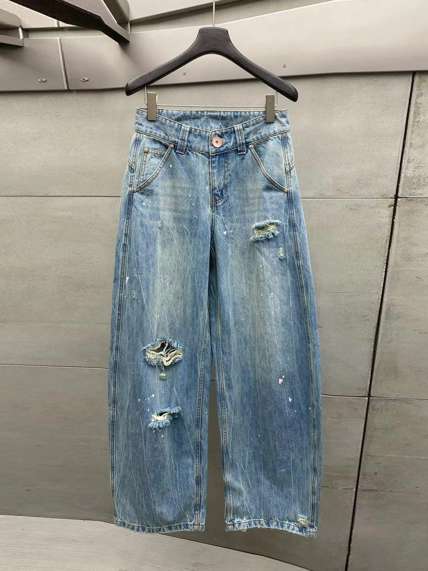 High Waist Wide Leg Casual Washed Denim Jeans Women's Premium Summer New Style South Oil Hole Punching Blue Color Pants
High Waist Wide Leg Casual Washed Denim Jeans Women's Premium Summer New Style South Oil Hole Punching Blue Color Pants