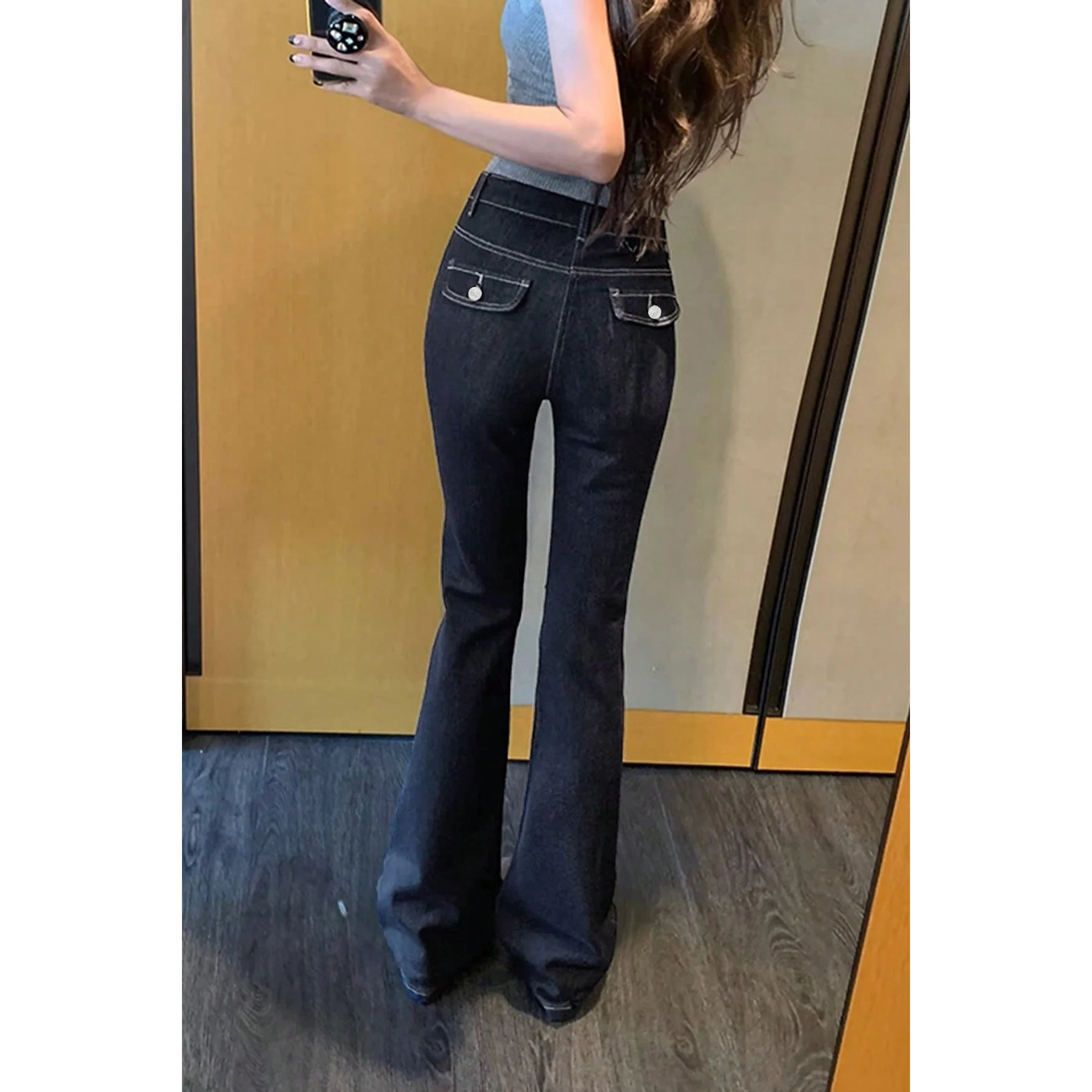 High Waist Slim Fit Denim Capri Pants Women's Spring New Sle Versatile Slimming Retro Hoof Pants ket Decor Long Pants
High Waist Slim Fit Denim Capri Pants Women's Spring New Sle Versatile Slimming Retro Hoof Pants ket Decor Long Pants