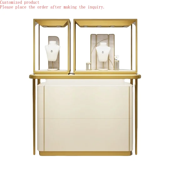 Custom.2 Part Golden Stainless Steel White Storage Cabinet for Jewellery Displays Jewelry Shop Display Stands
Custom.2 Part Golden Stainless Steel White Storage Cabinet for Jewellery Displays Jewelry Shop Display Stands