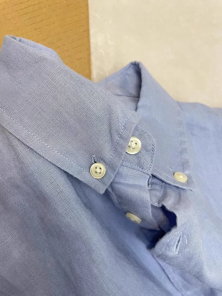 Blue Linen Polo Neck Short Sleeve Shirt Women'S Summer French Pop Explosions Chic Casual Tops
Blue Linen Polo Neck Short Sleeve Shirt Women'S Summer French Pop Explosions Chic Casual Tops