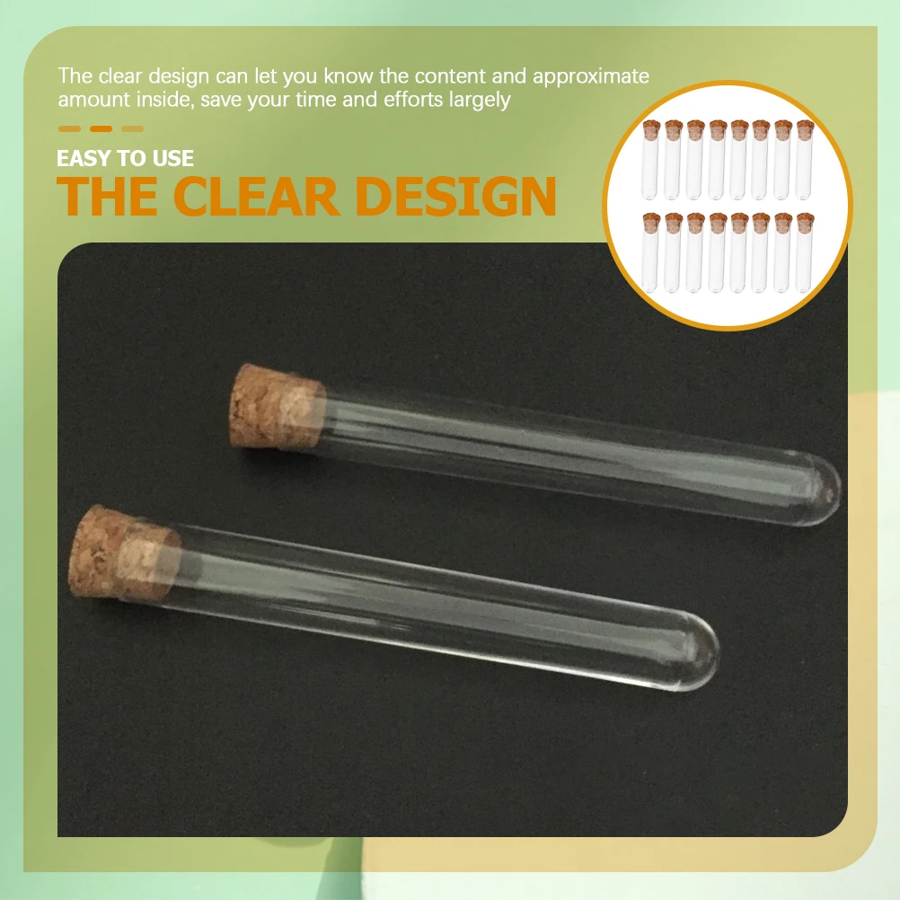 50Pcs Test Tubes Cork Small Vials Clear Bottles Leak Proof Storage Sample Containers Liquid Powder Essential Oil Reusable 
50Pcs Test Tubes Cork Small Vials Clear Bottles Leak Proof Storage Sample Containers Liquid Powder Essential Oil Reusable