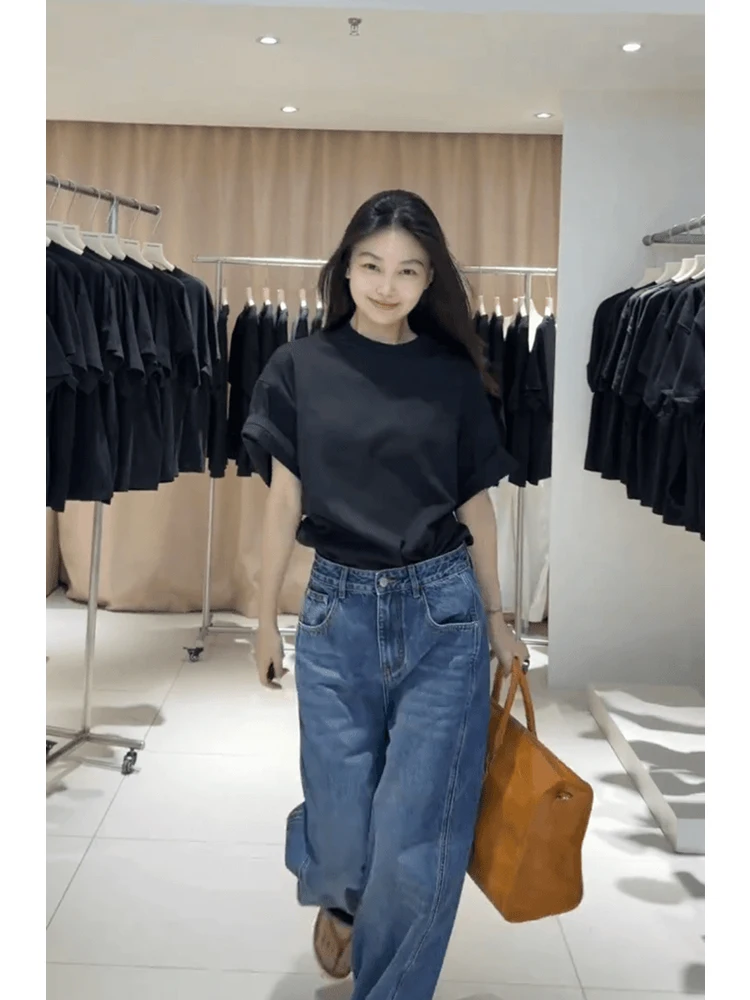 Korean Style Simple round Neck Short Sleeve T-Shirt Women's Summer New Small Size Straight Cut Versatile Trendy Top
Korean Style Simple round Neck Short Sleeve T-Shirt Women's Summer New Small Size Straight Cut Versatile Trendy Top