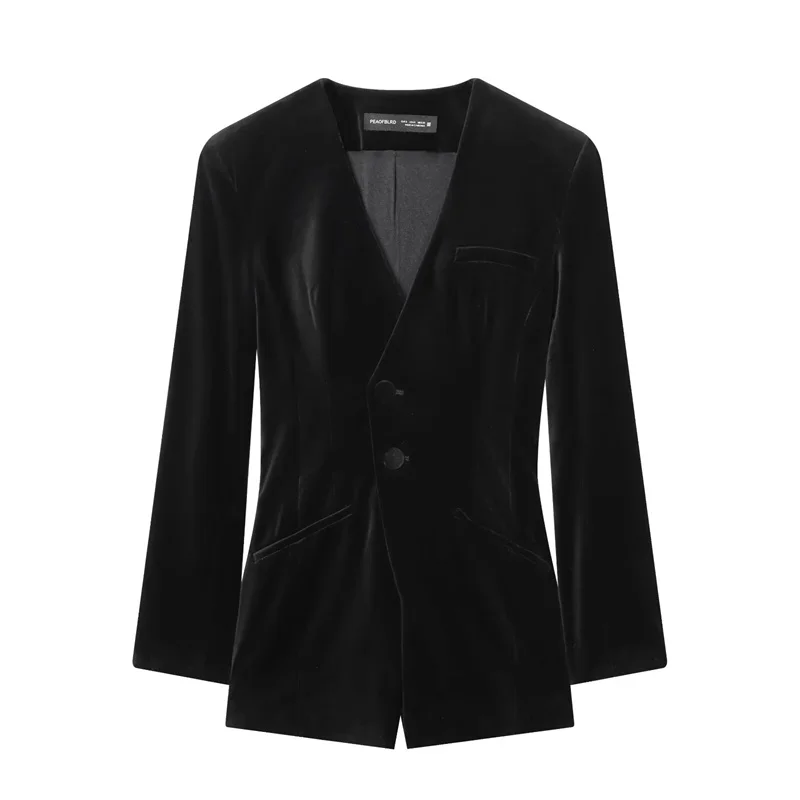 2026 new women's jumpsuit black long sleeved velvet textured V-neck sports jacket style jumpsuit fashionable and avant-garde
2026 new women's jumpsuit black long sleeved velvet textured V-neck sports jacket style jumpsuit fashionable and avant-garde