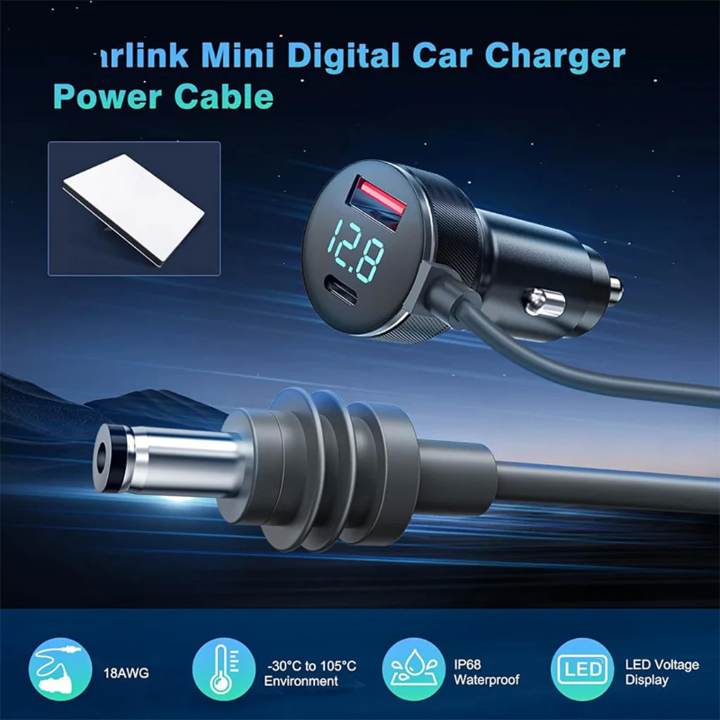 Мини-автомобильное зарядное устройство с двумя USB-портами для автомобилей Starlink 12 В-24 В, кабель постоянного тока 5 м, цифровой вольтметр, водонепроницаемое зарядное устройство-удлинитель
Мини-автомобильное зарядное устройство с двумя USB-портами для автомобилей Starlink 12 В-24 В, кабель постоянного тока 5 м, цифровой вольтметр, водонепроницаемое зарядное устройство-удлинитель