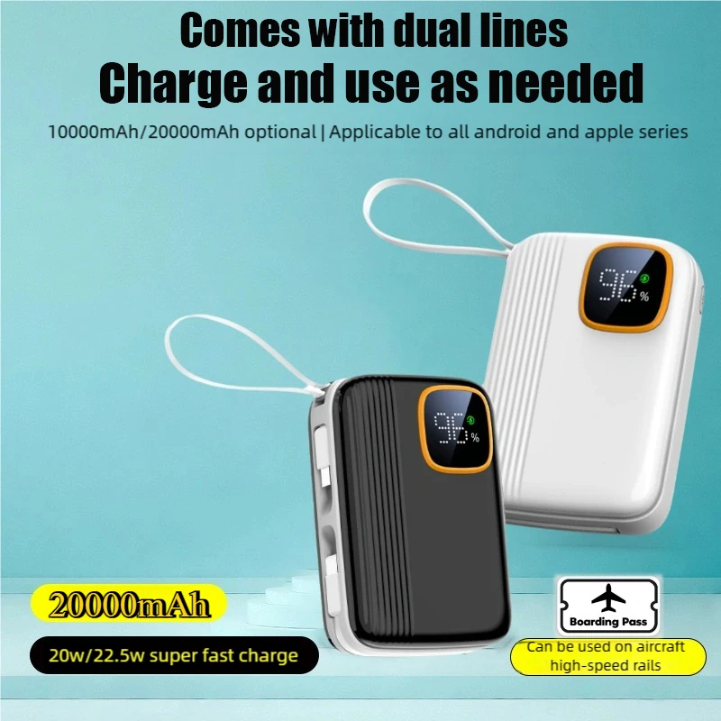 New 22.5W Portable Double -wire Portable Battery 10000mAh 20000mAh 20W/22.5W Compatible with Apple Huawei, Xiaomi
New 22.5W Portable Double -wire Portable Battery 10000mAh 20000mAh 20W/22.5W Compatible with Apple Huawei, Xiaomi