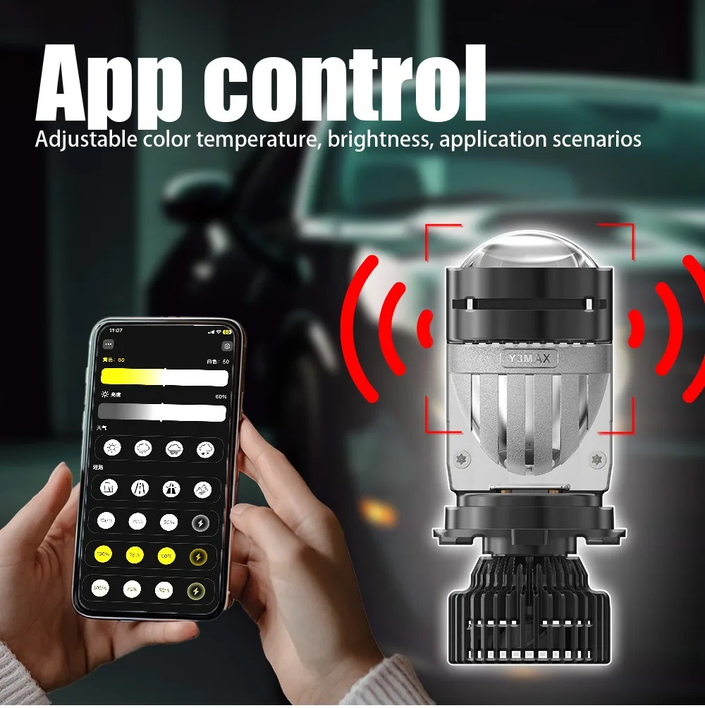 НОВЫЕ светодиодные фары H4 Y3 APP с мини-проектором, 3000K-6000K, с регулировкой яркости, беспроводное управление через приложение, лампа ближнего/дальнего света
НОВЫЕ светодиодные фары H4 Y3 APP с мини-проектором, 3000K-6000K, с регулировкой яркости, беспроводное управление через приложение, лампа ближнего/дальнего света