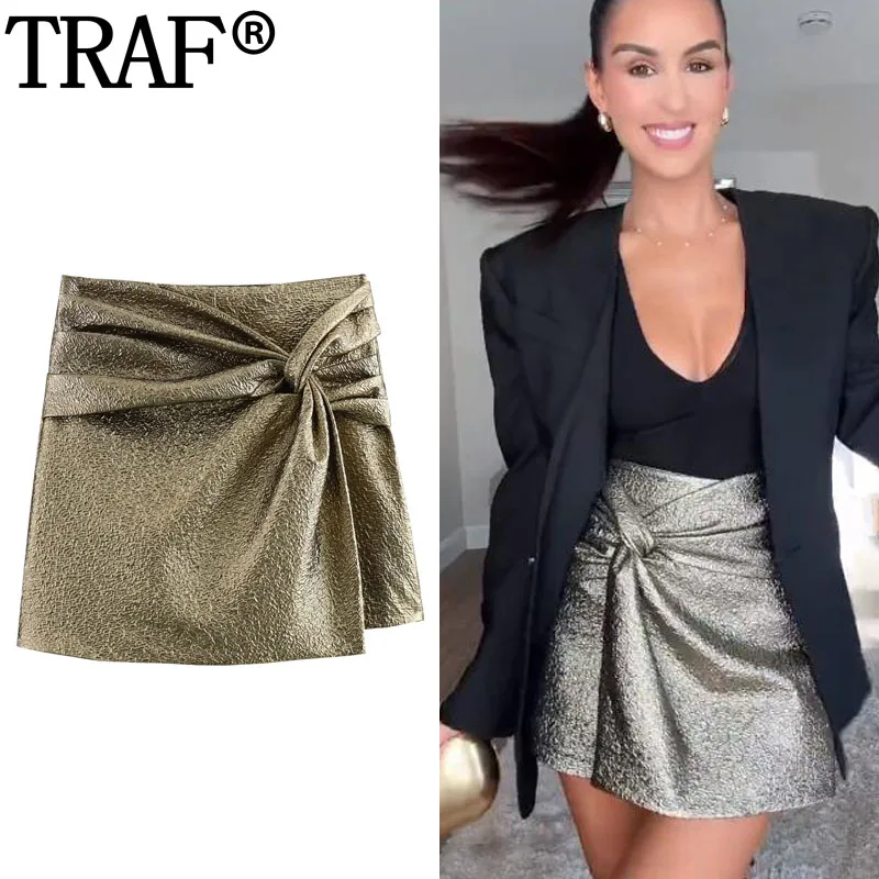 TRAF Skort For Women Knotted Mini Skirt Pants High Waist Women's Skort Pleated Gold Short Skirt Woman Fashion Autumn Y2K Skirt
TRAF Skort For Women Knotted Mini Skirt Pants High Waist Women's Skort Pleated Gold Short Skirt Woman Fashion Autumn Y2K Skirt