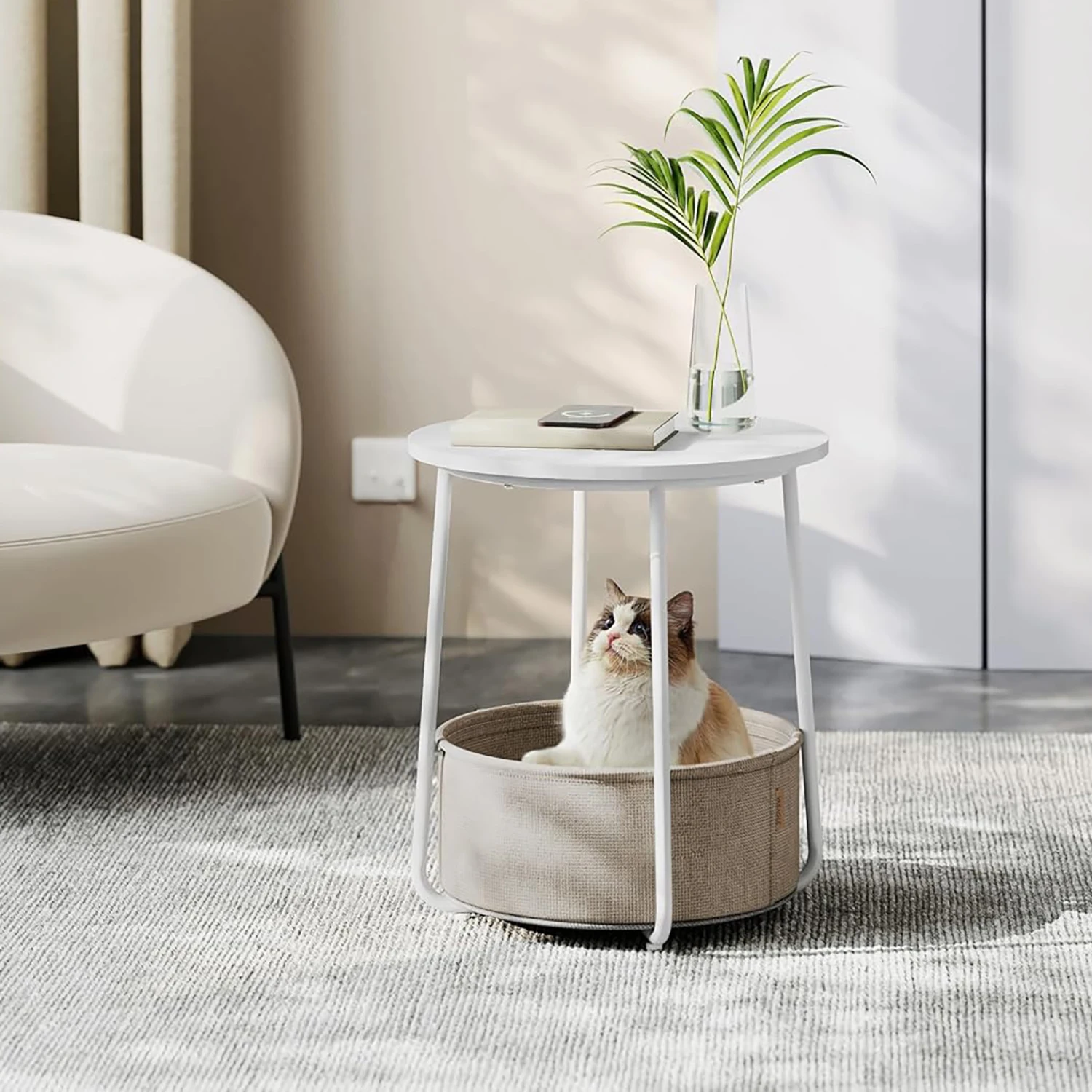 End Table, Small Bedside Table With Fabric Basket, Modern Nightstand, Round Side Table, For Living Room, Bedroom
End Table, Small Bedside Table With Fabric Basket, Modern Nightstand, Round Side Table, For Living Room, Bedroom