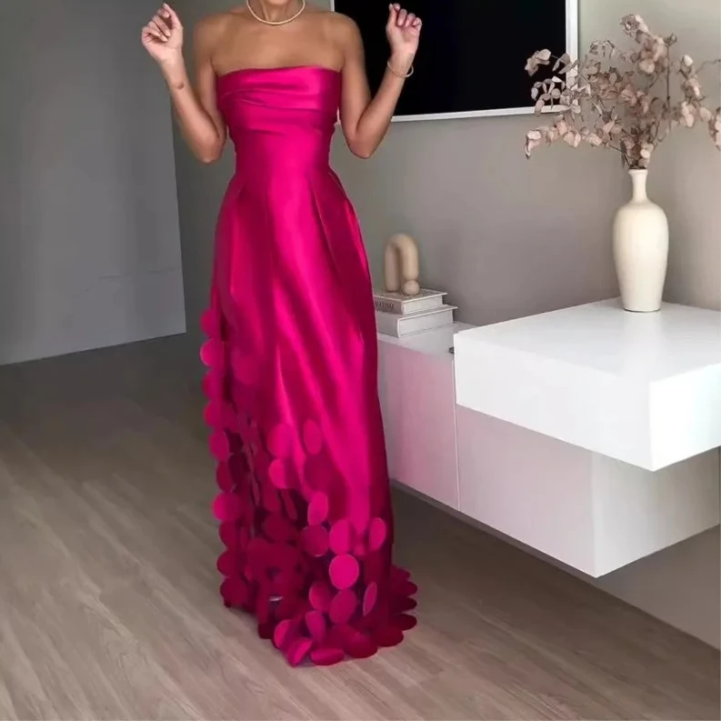 Women‘s Slim Fit Satin Evening Dress - Elegant Strapless Party Dress with Splicing Round Detail, Sexy Sleeveless Long Gown
Women‘s Slim Fit Satin Evening Dress - Elegant Strapless Party Dress with Splicing Round Detail, Sexy Sleeveless Long Gown