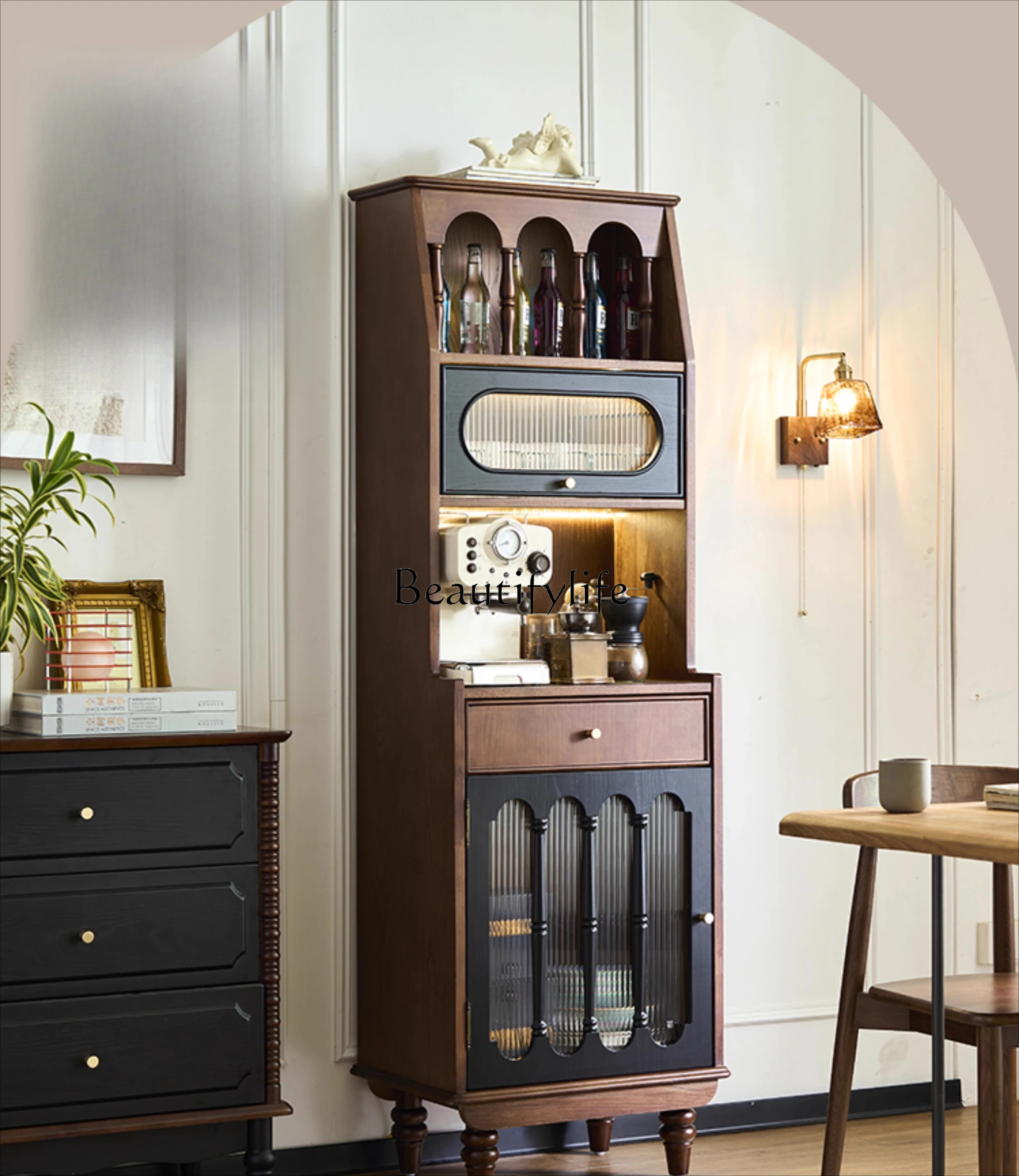 French antique display cabinet living room integrated wall solid wood tea cabinet
French antique display cabinet living room integrated wall solid wood tea cabinet