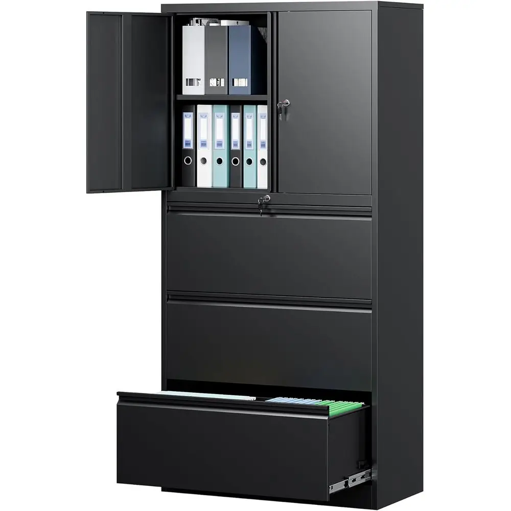 Metal Storage Cabinet with Lock and Adjustable Shelves for Home Office - Holds Legal/Letter/A4, 4 Sizes, Black
Metal Storage Cabinet with Lock and Adjustable Shelves for Home Office - Holds Legal/Letter/A4, 4 Sizes, Black