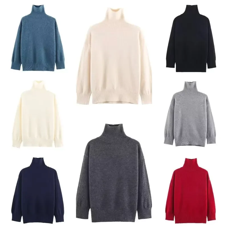 Elegant Lady High-necked Long Sleeves Sweater Solid Simple Warm Winter Knitwear Soft Chic Female Tops Women Pullover
Elegant Lady High-necked Long Sleeves Sweater Solid Simple Warm Winter Knitwear Soft Chic Female Tops Women Pullover