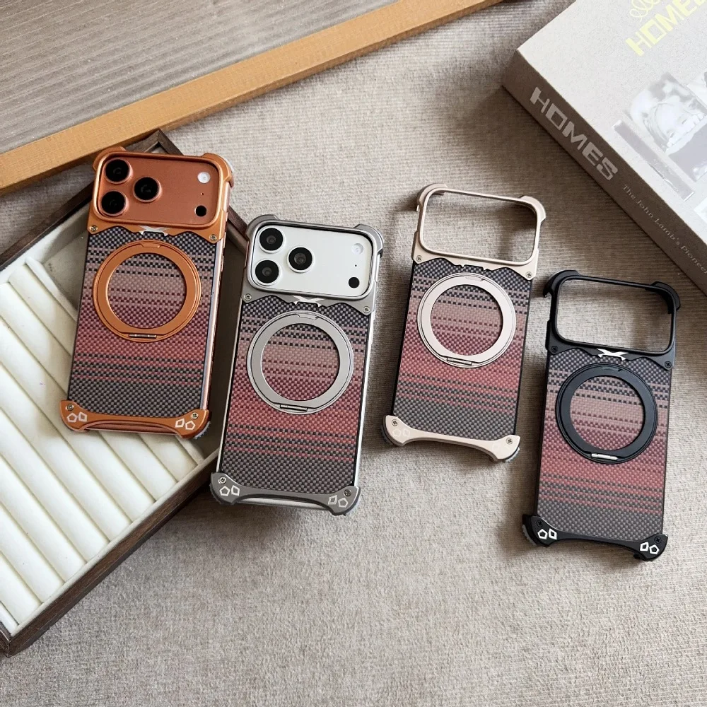 Frameless Aluminum Alloy 360 ° Rotating Stand Phone Case for iPhone 17 16 15 14 Pro Max with Magnetic Charging
Frameless Aluminum Alloy 360 ° Rotating Stand Phone Case for iPhone 17 16 15 14 Pro Max with Magnetic Charging