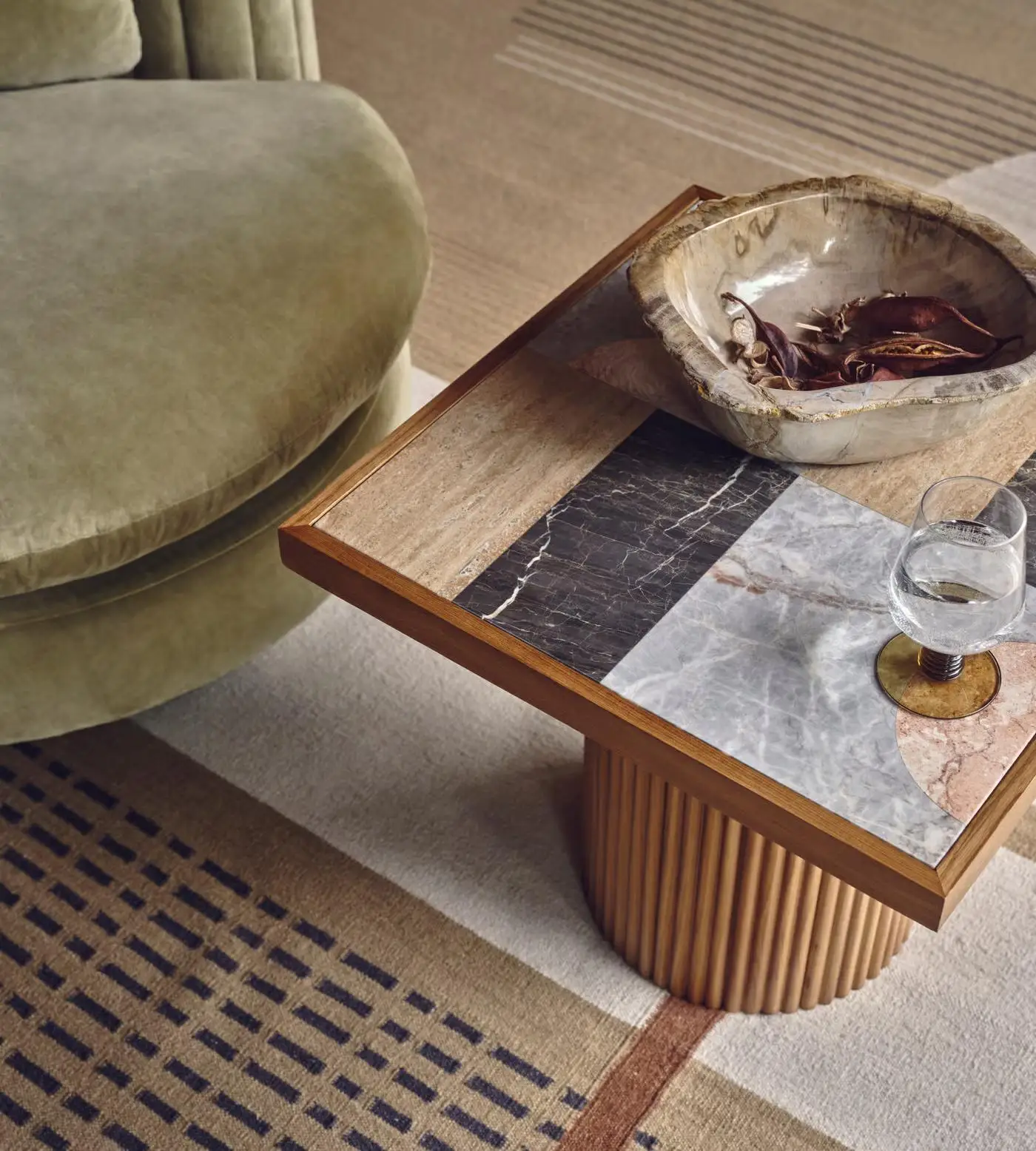 %ap Square Side Table With Polished Jade Shell Travertine Tabletop and Fluted Wood Base for Living Room Coffee Table
%ap Square Side Table With Polished Jade Shell Travertine Tabletop and Fluted Wood Base for Living Room Coffee Table