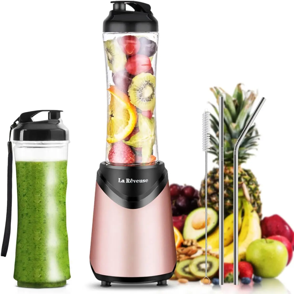 Smoothie Blender Personal Size 300 Watts With 2 Pieces 18 Oz Bpa-Free Travel Sports Bottles,Pink
Smoothie Blender Personal Size 300 Watts With 2 Pieces 18 Oz Bpa-Free Travel Sports Bottles,Pink