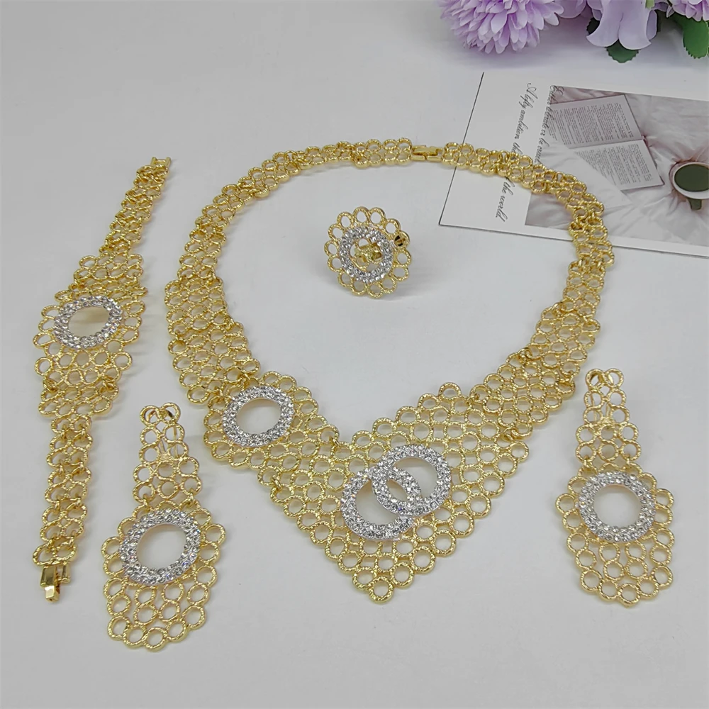 TITI 18K Gold Plated Women Jewelry Set Statement Exaggeration Wide Bracelet Necklace Christmas Gifts Sets Wedding Accessories
TITI 18K Gold Plated Women Jewelry Set Statement Exaggeration Wide Bracelet Necklace Christmas Gifts Sets Wedding Accessories