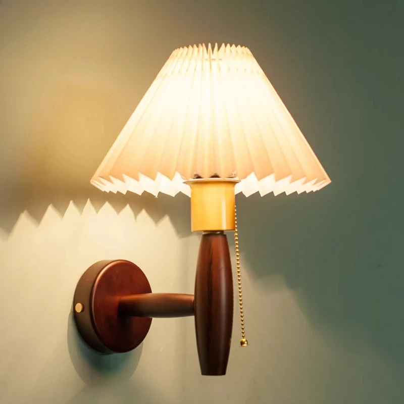 Pleated Fabric LED Wall Lamps Bedroom Living Room Restaurant Loft Bathroom Mirror Lights Nordic Walnut Wood Vintage Wall Sconces
Pleated Fabric LED Wall Lamps Bedroom Living Room Restaurant Loft Bathroom Mirror Lights Nordic Walnut Wood Vintage Wall Sconces