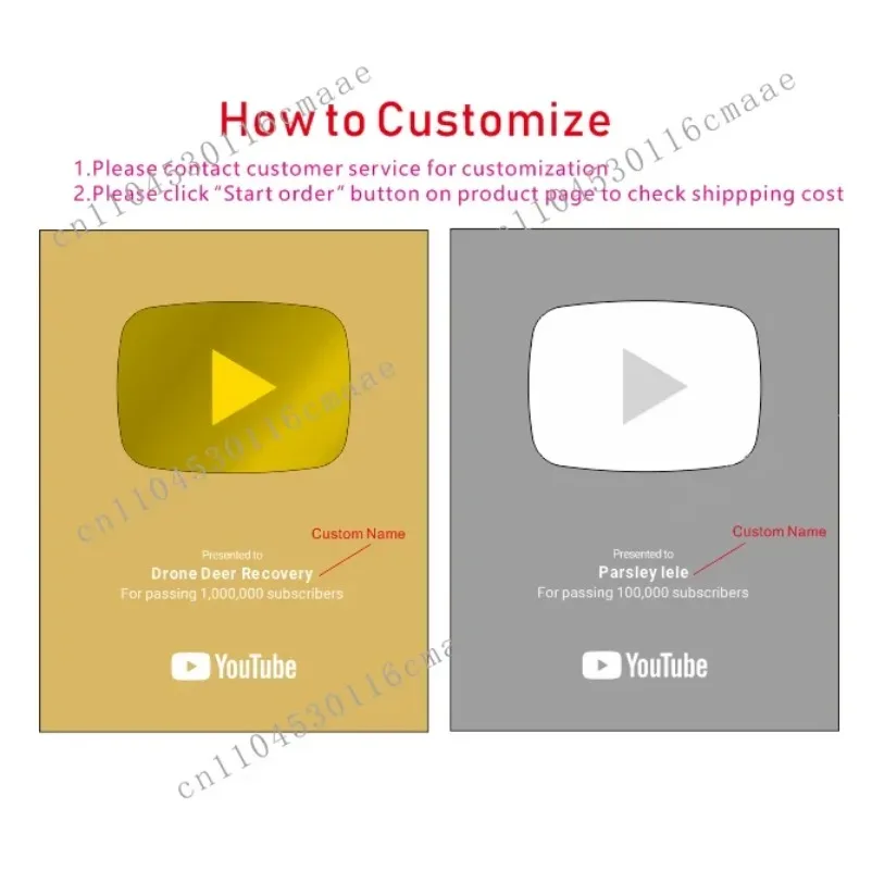 Gold Customized Name YouTube Play Button Award Plaque,custom YouTube Award
Gold Customized Name YouTube Play Button Award Plaque,custom YouTube Award