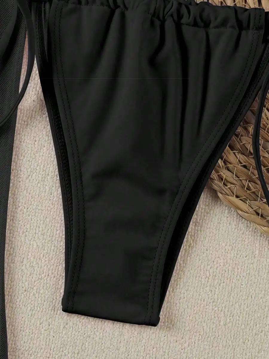 Solid Black Starfish 3-Piece Bikini Set For Beach Holiday Party Vacation
Solid Black Starfish 3-Piece Bikini Set For Beach Holiday Party Vacation