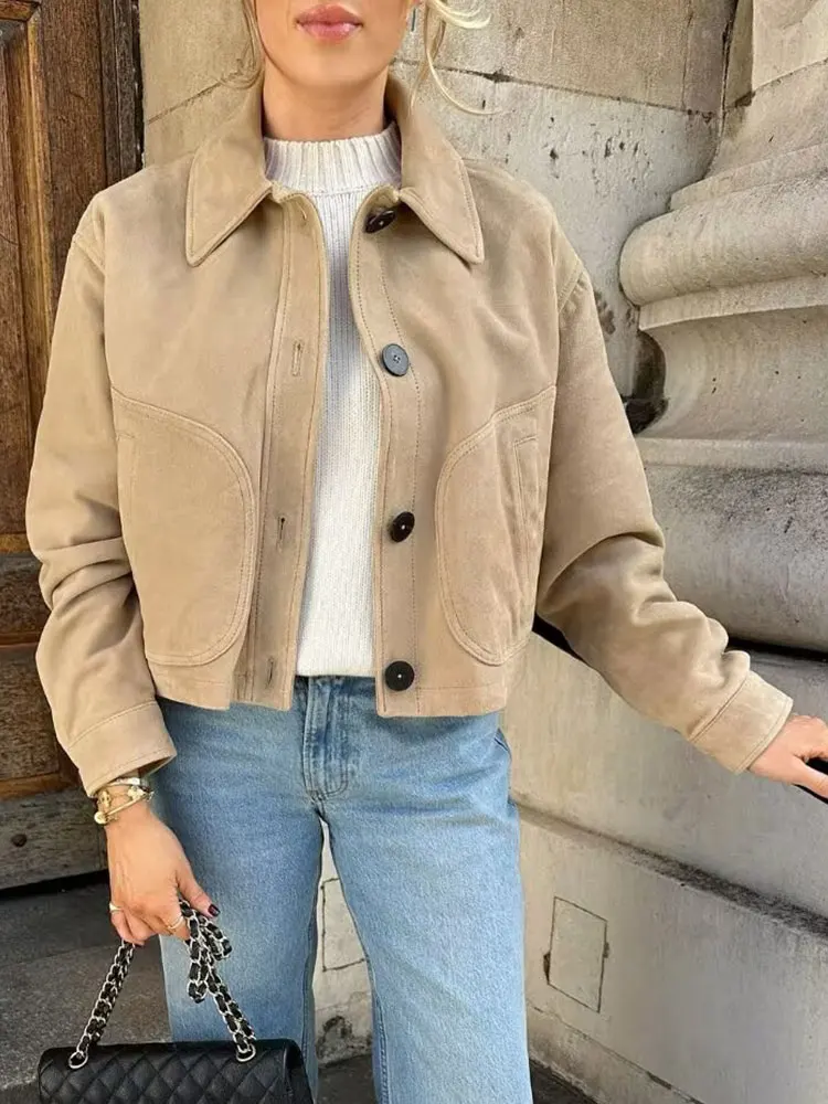 HH Spring Jacket For Women Fashion Short Suede Coats Elegant Solid Single Breasted Lapel Long Sleeve Jackets Lady Streetwear
HH Spring Jacket For Women Fashion Short Suede Coats Elegant Solid Single Breasted Lapel Long Sleeve Jackets Lady Streetwear