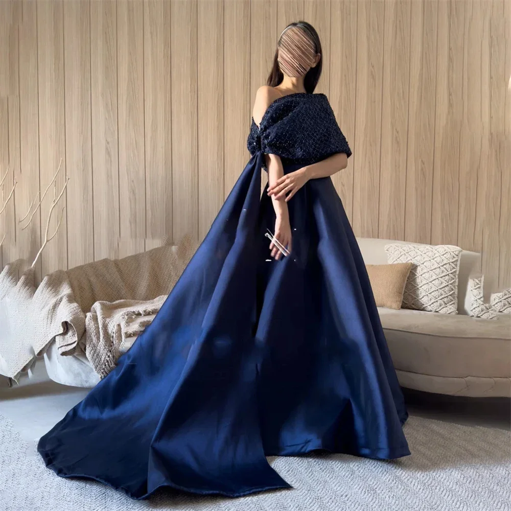 Luxury Blue Party Dresses Beads Sequined Off The Shoulder Prom Gowns Fashion Floor Length Draped A-Lien Evening Dresses
Luxury Blue Party Dresses Beads Sequined Off The Shoulder Prom Gowns Fashion Floor Length Draped A-Lien Evening Dresses