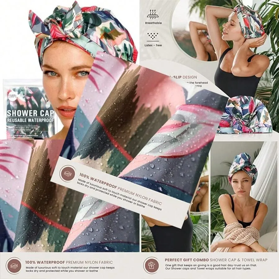 Reusable Shower Cap For Women Reusable Waterproof Leakproof Nonslip Hair Cap For Shower Flexiband Soft Breathable Durable Chris
Reusable Shower Cap For Women Reusable Waterproof Leakproof Nonslip Hair Cap For Shower Flexiband Soft Breathable Durable Chris
