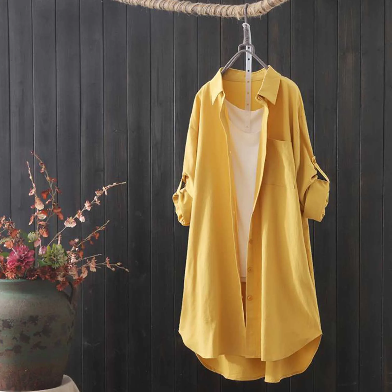 Simple Style Thin Oversized Button Down Blouse for Lady Fashionable Solid Color Daily Versatile Long Sleeve Cardigan
Simple Style Thin Oversized Button Down Blouse for Lady Fashionable Solid Color Daily Versatile Long Sleeve Cardigan
