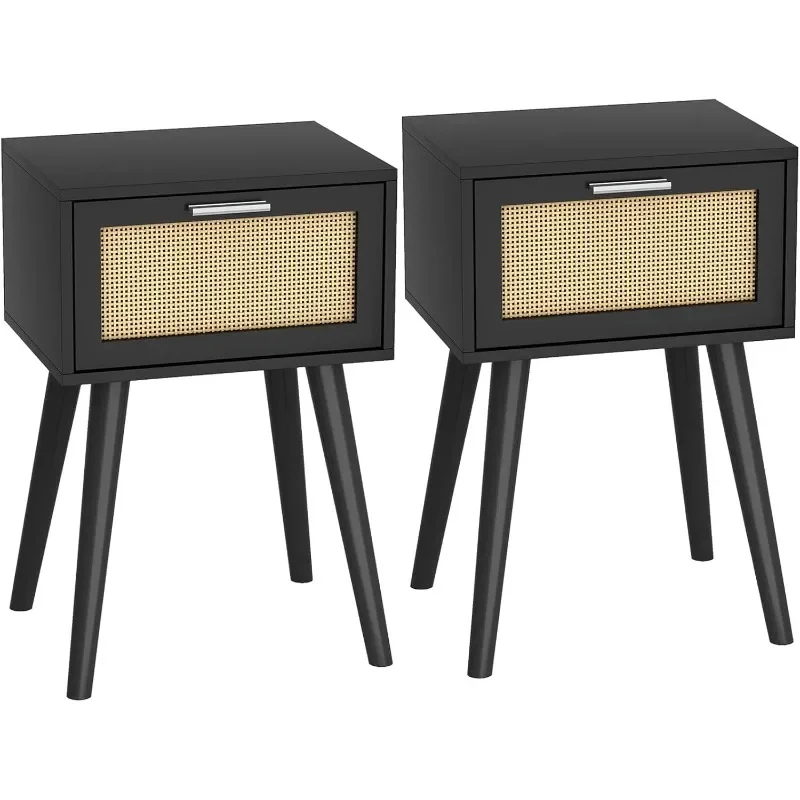Nightstand Set of 2, Small End Table with Rattan Door, Bedside Table with Solid Wood Feet, Boho Side Table
Nightstand Set of 2, Small End Table with Rattan Door, Bedside Table with Solid Wood Feet, Boho Side Table