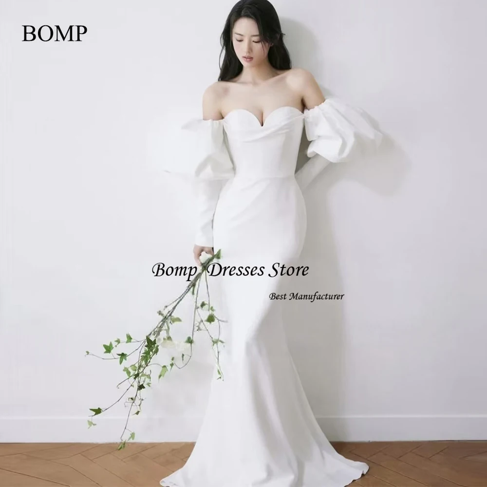 BOMP Simple Sweetheart Mermaid Wedding Dresses Off Shoulder Long Sleeves Customized Korea Photos Shoot Bride Receptions Dress
BOMP Simple Sweetheart Mermaid Wedding Dresses Off Shoulder Long Sleeves Customized Korea Photos Shoot Bride Receptions Dress