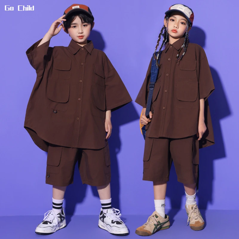 Boys Hip Hop Pocket Work Shirts Cargo Shorts Girls Loose Blouse Child Street Dance Costumes Kids Streetwear Teens Clothes Sets
Boys Hip Hop Pocket Work Shirts Cargo Shorts Girls Loose Blouse Child Street Dance Costumes Kids Streetwear Teens Clothes Sets
