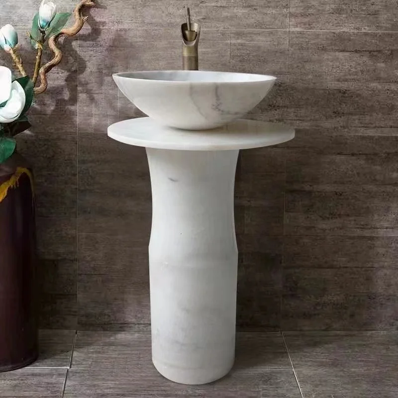S*& Three Pieces White Marble Wash Sink Floor Mounted Pedestal Basin with Countertop
S*& Three Pieces White Marble Wash Sink Floor Mounted Pedestal Basin with Countertop